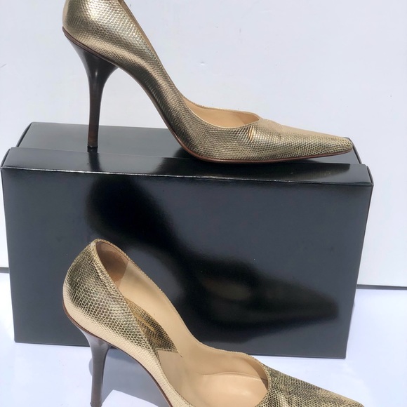 Michael Kors gold metallic high heel pump with texture Sz 8.5 eu 38.5 - Picture 3 of 9